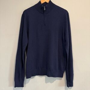 Bloomingdale’s Men's Navy 1/4 Zip Cashmere Sweater Large